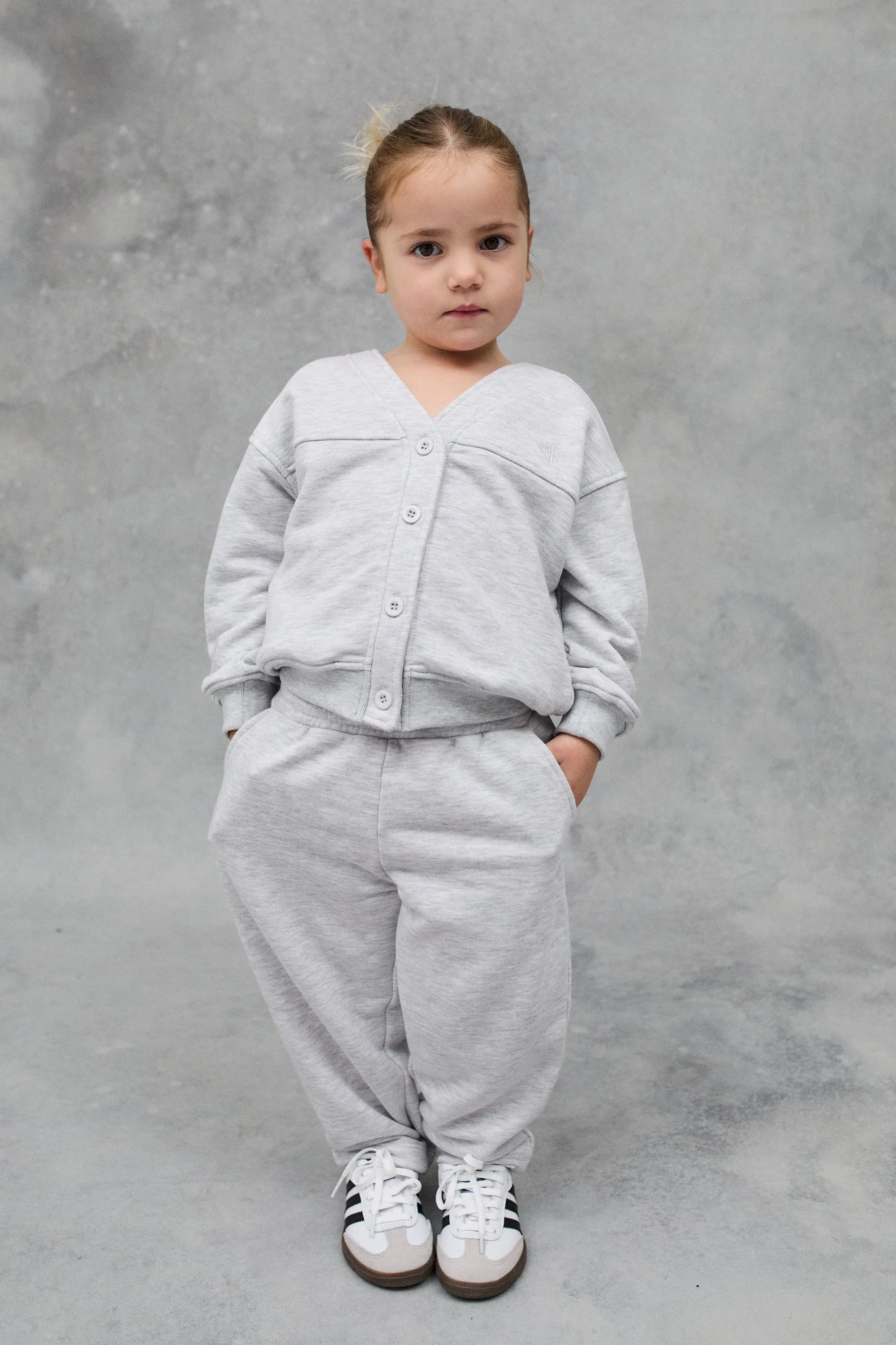 KIDS JERSEY CARDIGAN - GREY MARL