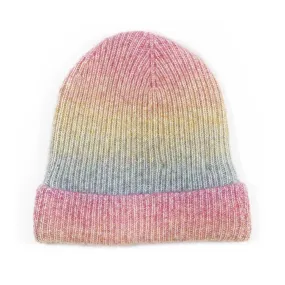 Lyla & Luxe Ribbed Foldover Hat in Dark Ombre, O/S