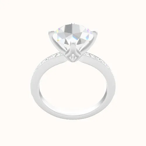 Micropave Engagement Ring With Petal Compass Prong Head