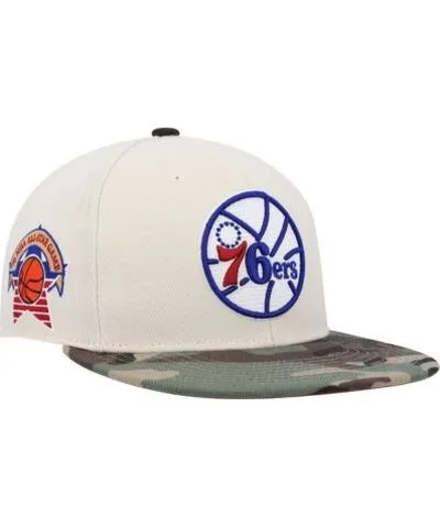 Mitchell & Ness Men's NBA Cream/Camo Philadelphia 76ers Hardwood Classics 1976 NBA All-Star Game Off Fitted Hat