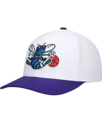 Mitchell & Ness Men's NBA White/Purple Charlotte Hornets Hardwood Classics Core 2-Tone 2.0 Pro Snapback Hat