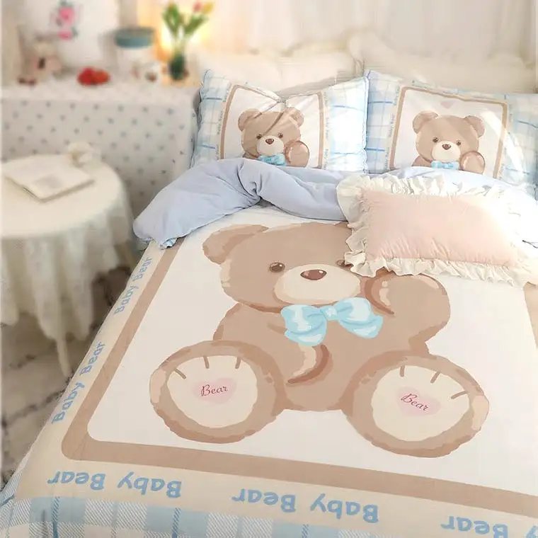 Morning bear milky fleece bedding set soft