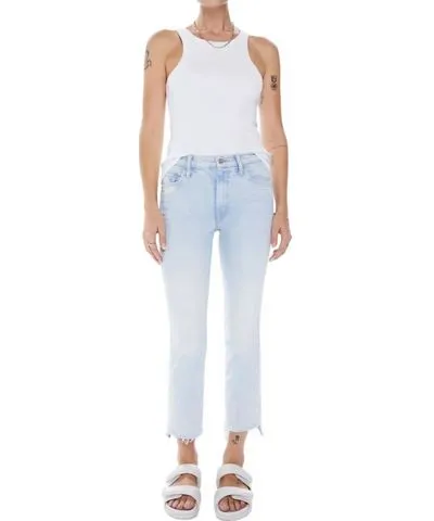 MOTHER Insider Crop Step Fray Jeans In Smooth Sailing