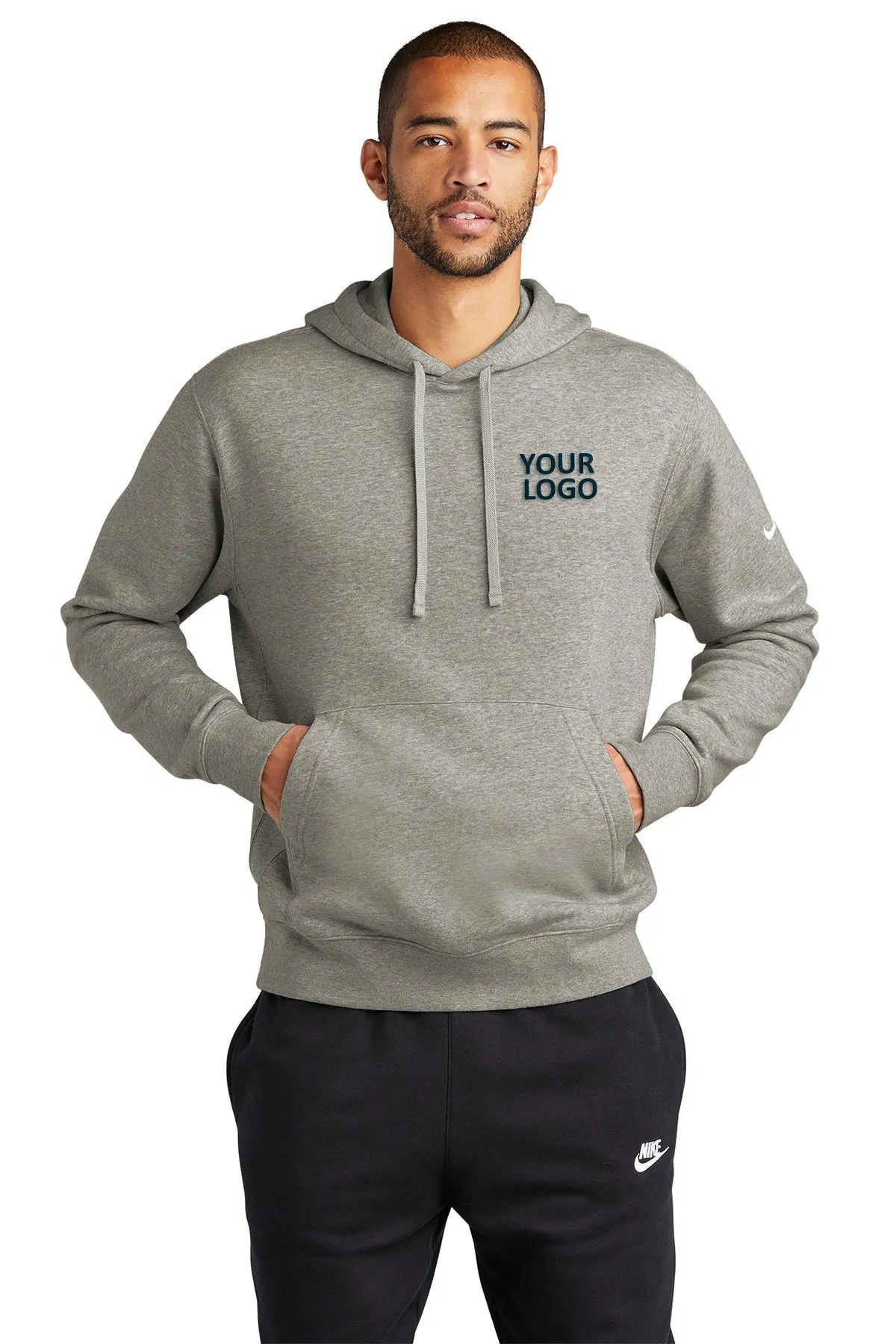 Nike Club Swoosh Customized Hoodies, Dark Grey Heather