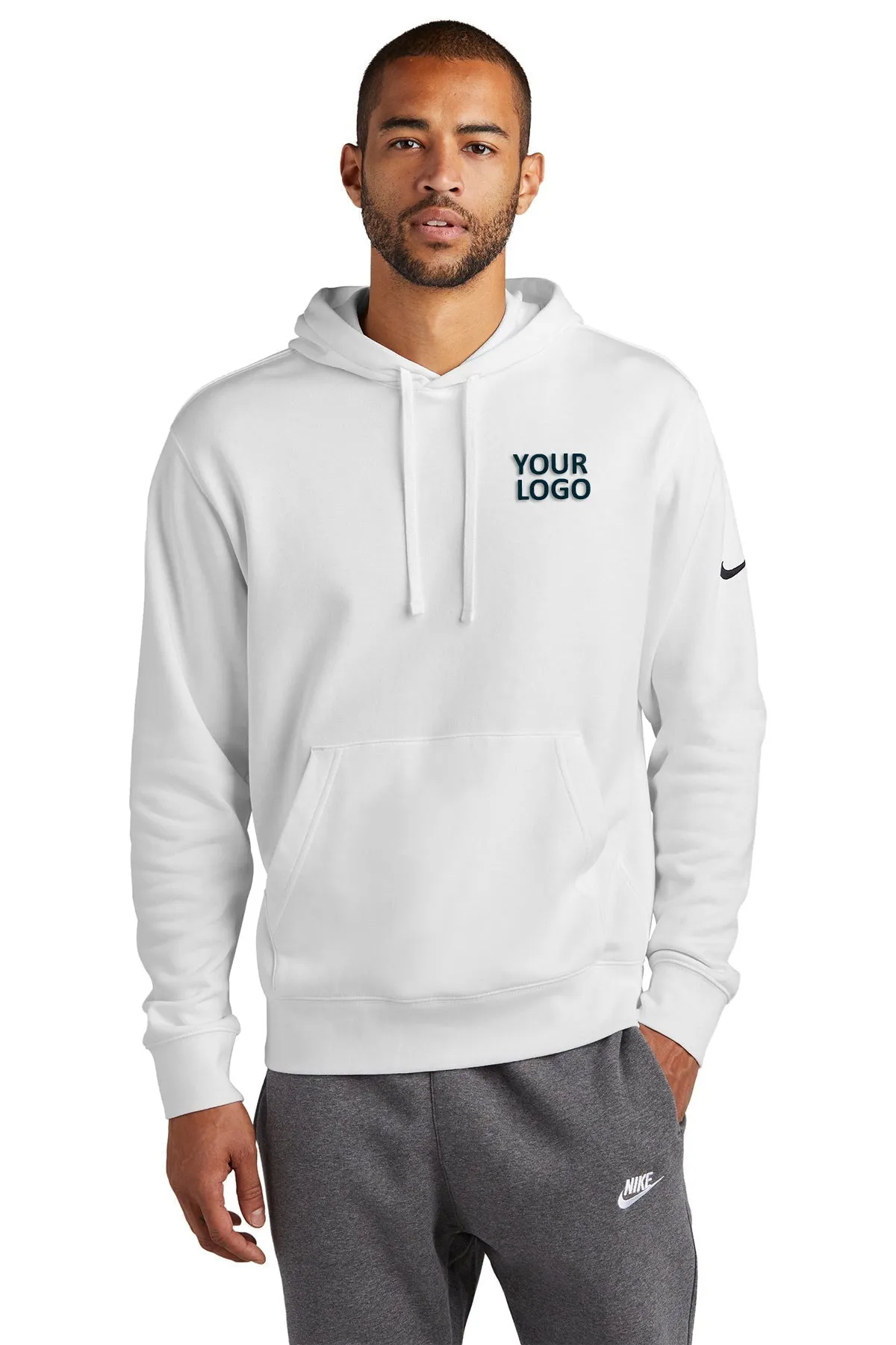 Nike Club Swoosh Customized Hoodies, White