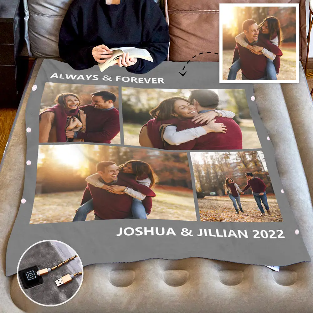 Personalized Heated Blanket Custom Photo Fleece Electric Blanket