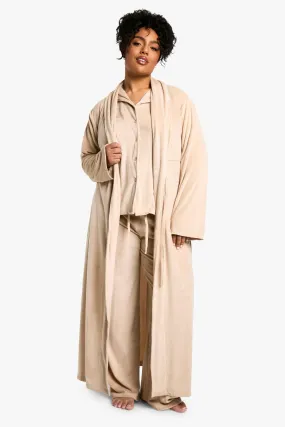 Plus Rib Fleece Dressing Gown