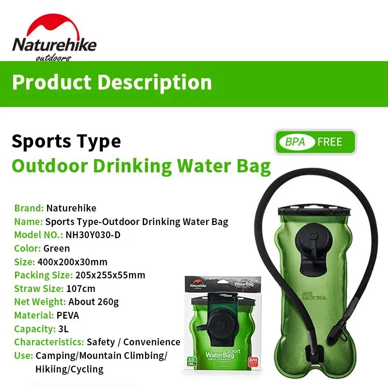 Poche à eau sans BPA pliable 3L 260g NatureHike - NH30Y030-D