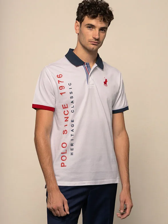 Polo 0041464 Mens Ss Hd Printed Golfer White