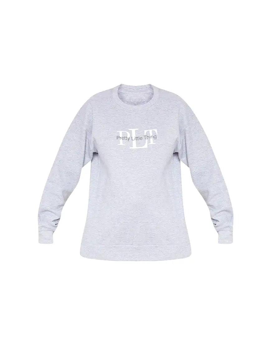 Pretty Little Thing Print Sweatshirt Fleece Pale Grey