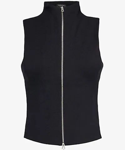 rag & bone Womens Black Irina zip-front stretch-jersey top