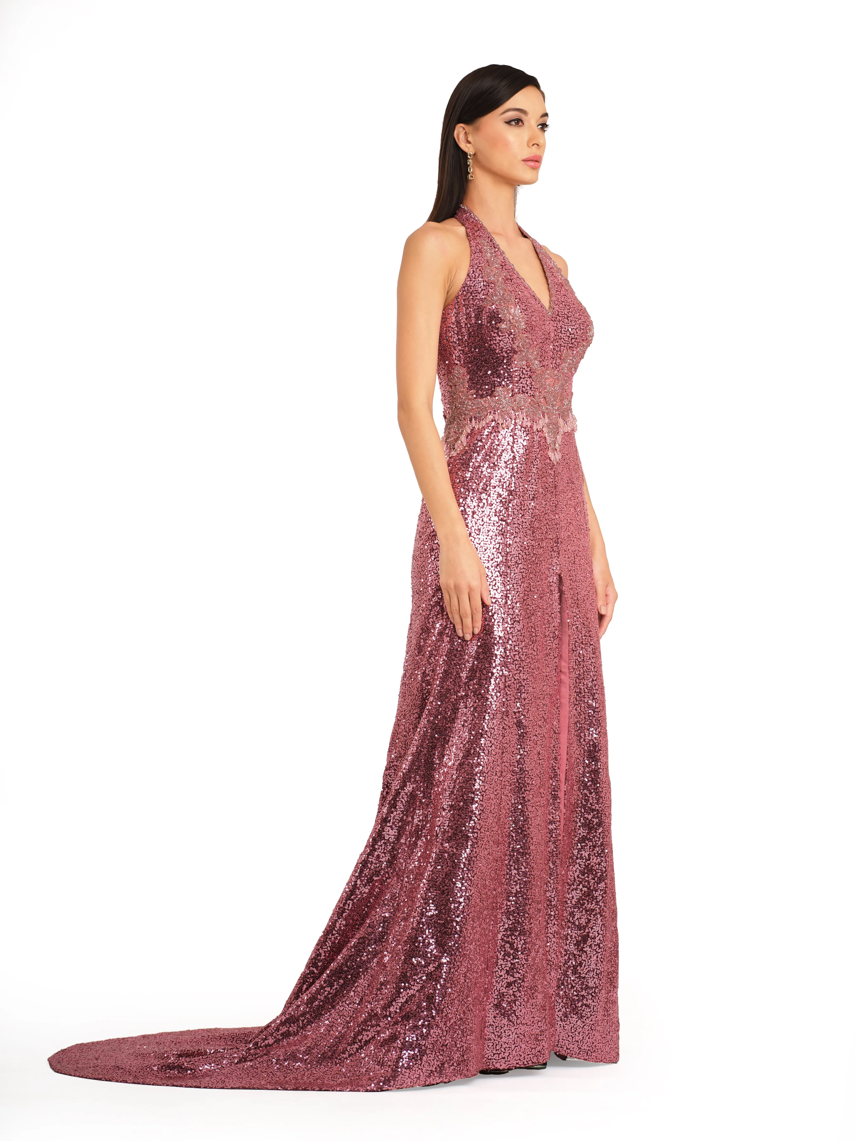 Sequin Halter Gown