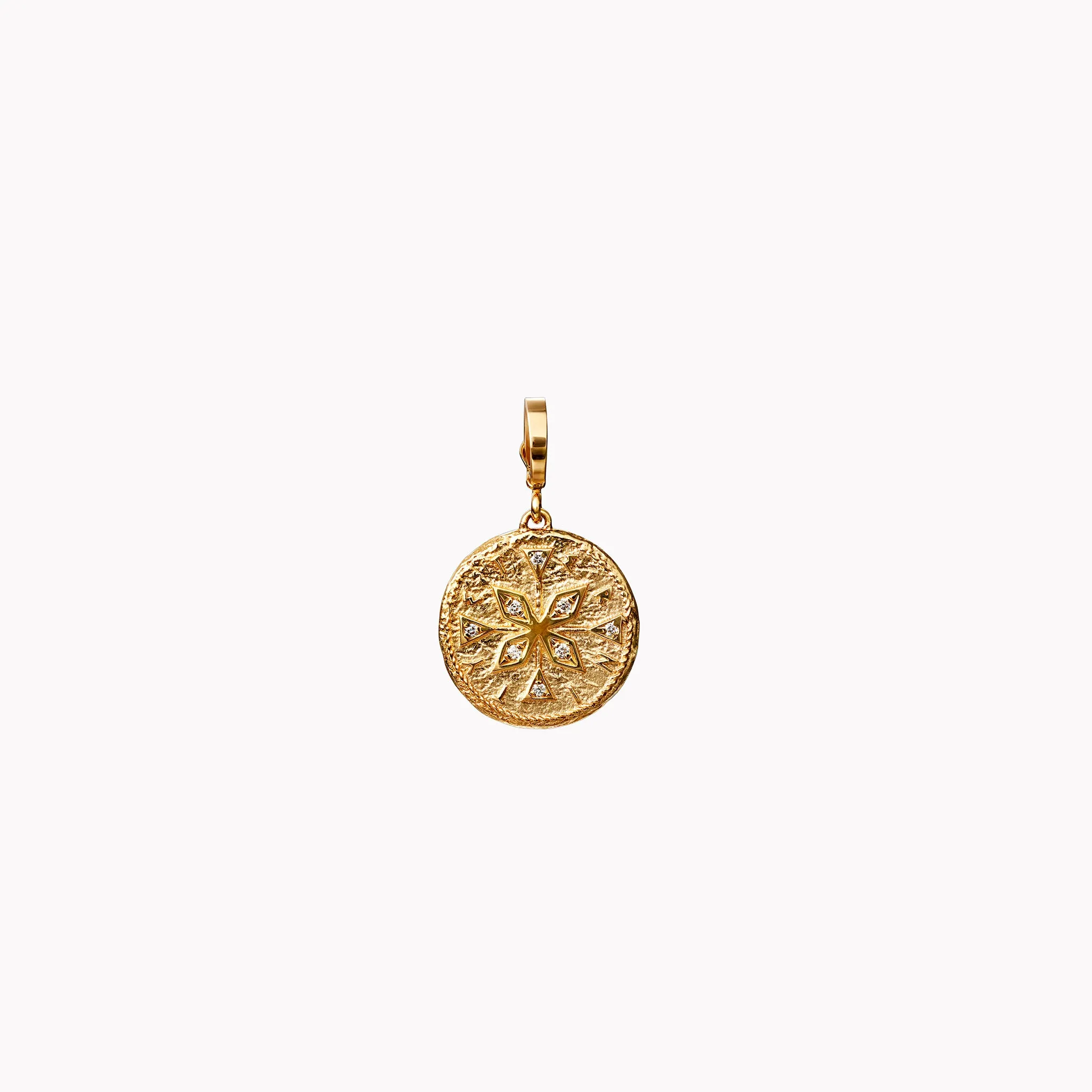 Small Compass Diamond Coin Charm