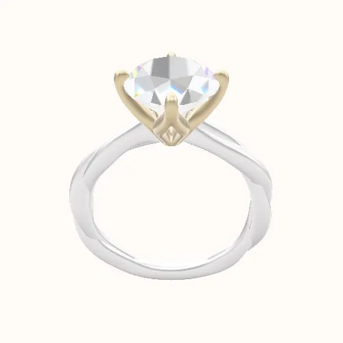 Solitaire Rope Engagement Ring With Petal Compass Prong Head