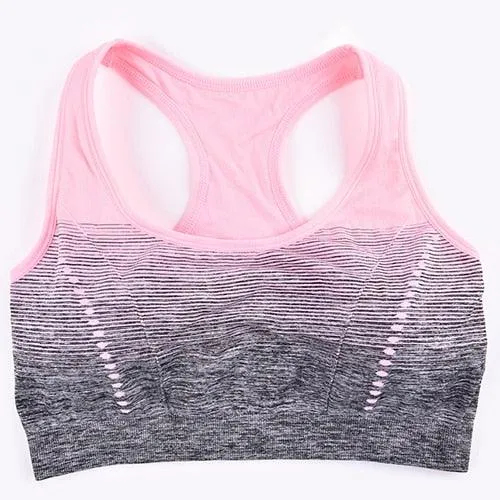 Sports Bra High Stretch Breathable Top Fitness Women Padded for Running Yoga Gym Seamless Crop Bra Gradient Sport Bra