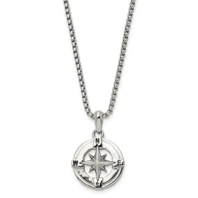 Stainless Steel Medium 20mm Compass Necklace, 22 Inch