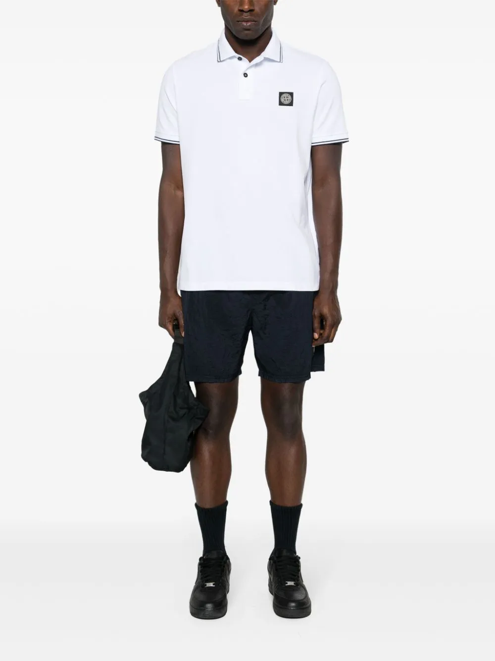 Stone Island - Polo en coton white Compass