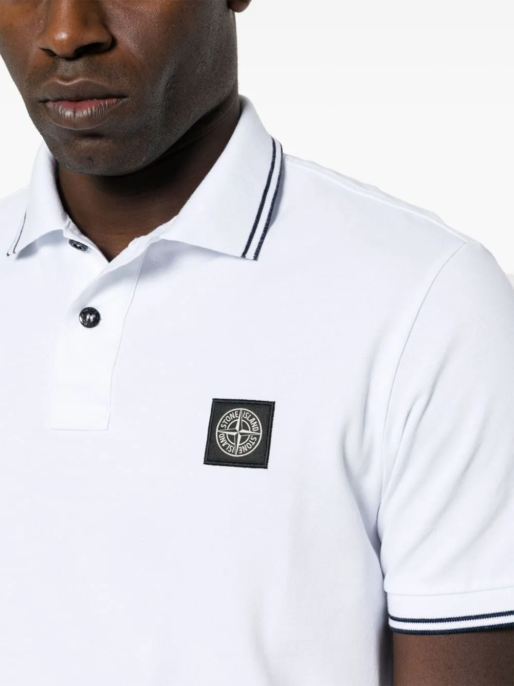 Stone Island - Polo en coton white Compass