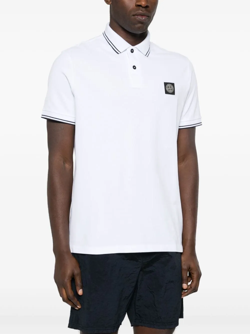 Stone Island - Polo en coton white Compass