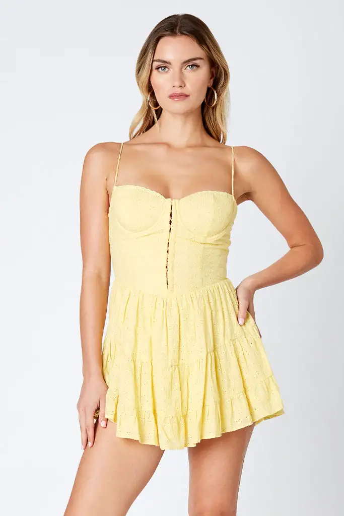 Sunshine Lace Eyelet Dress - Yellow