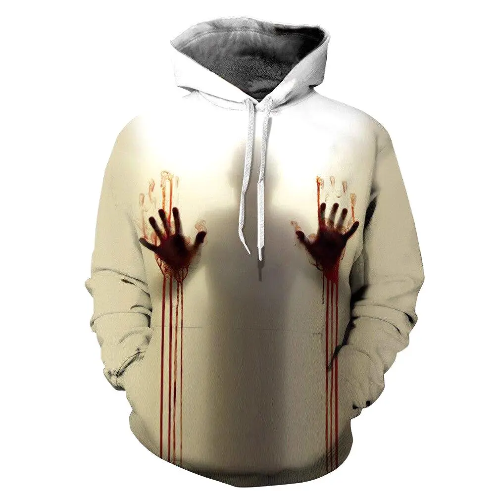 Unisex 3D Print Wound Horror Blood Hoodies Jumper