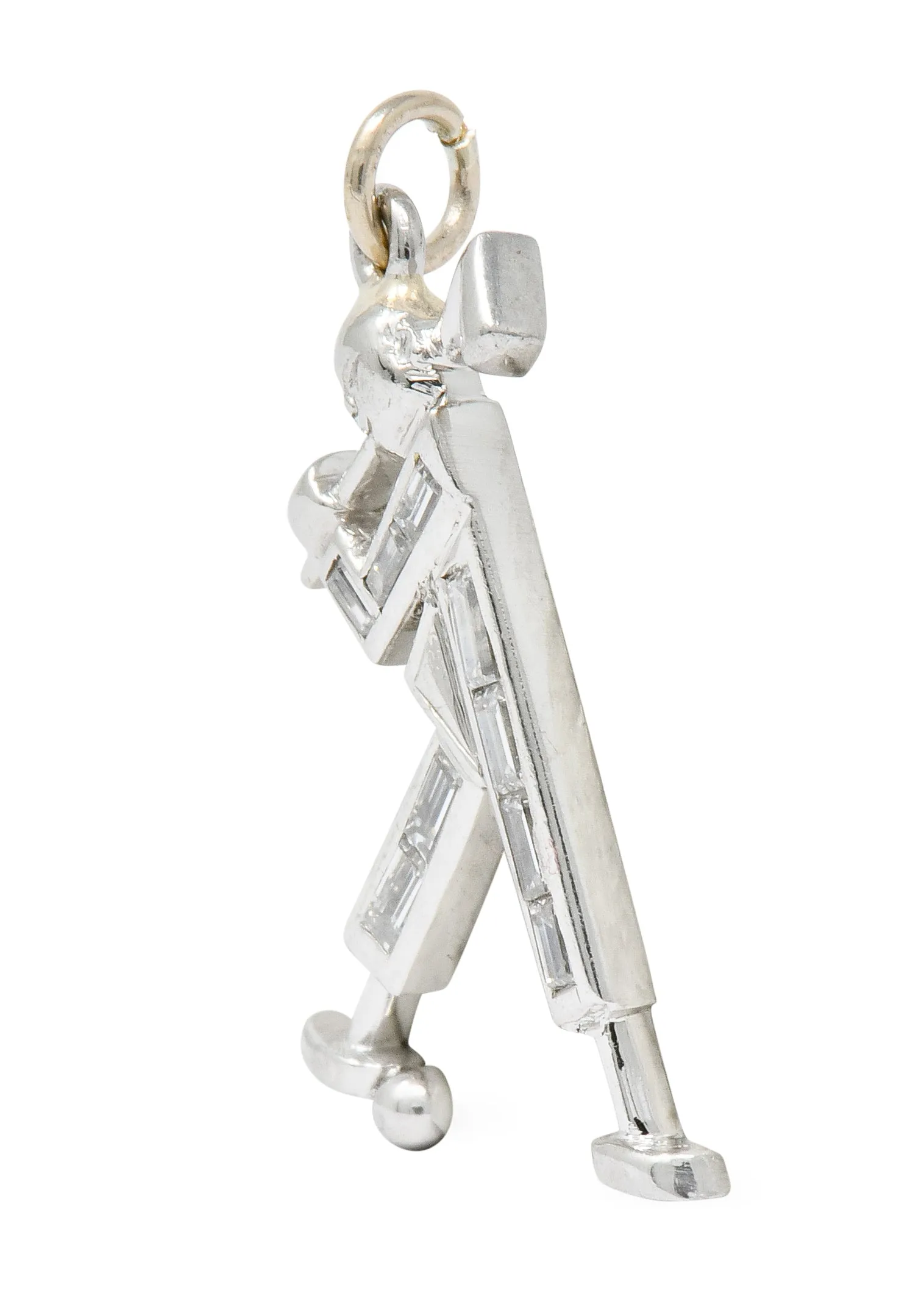 Vintage 0.50 CTW Diamond Platinum Golfer Charm Circa 1990