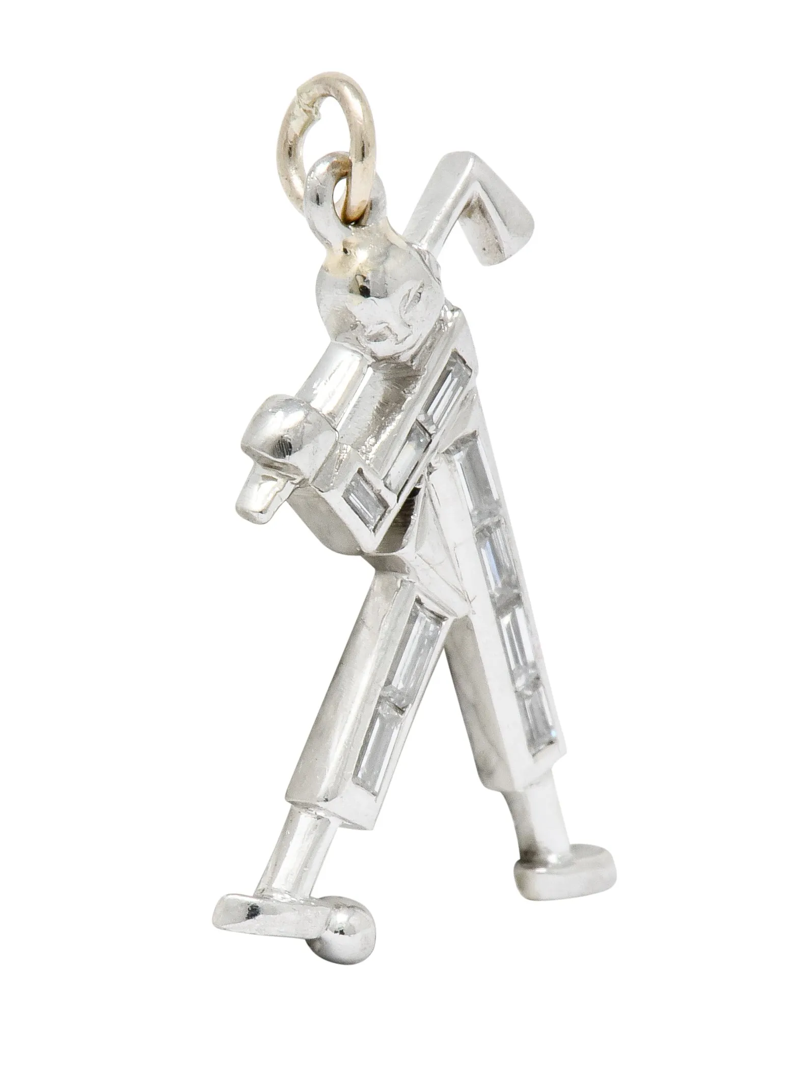 Vintage 0.50 CTW Diamond Platinum Golfer Charm Circa 1990