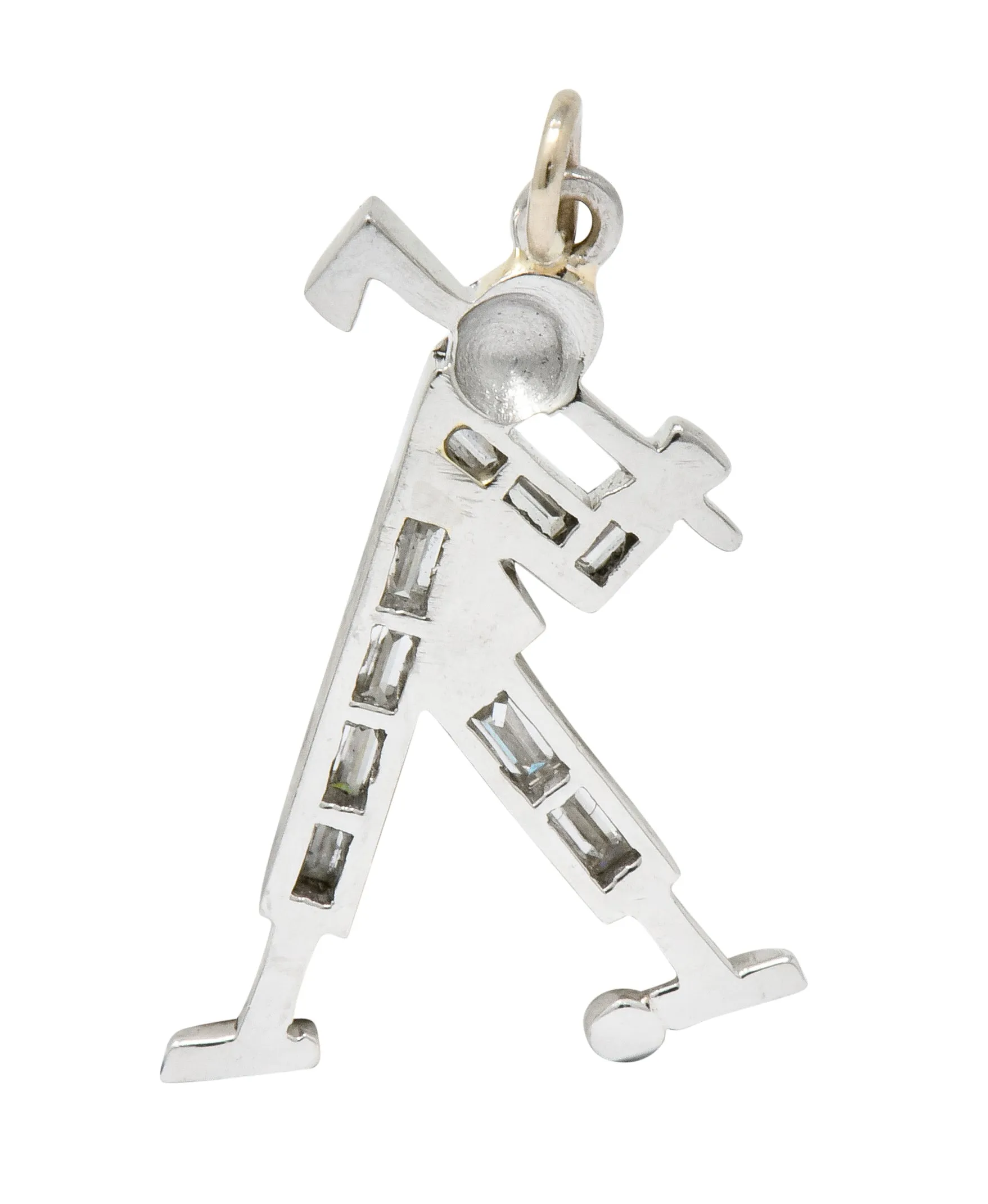 Vintage 0.50 CTW Diamond Platinum Golfer Charm Circa 1990