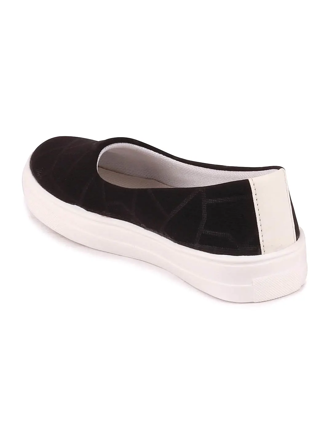 Women Black Casual Canvas Slip-On Ballerina