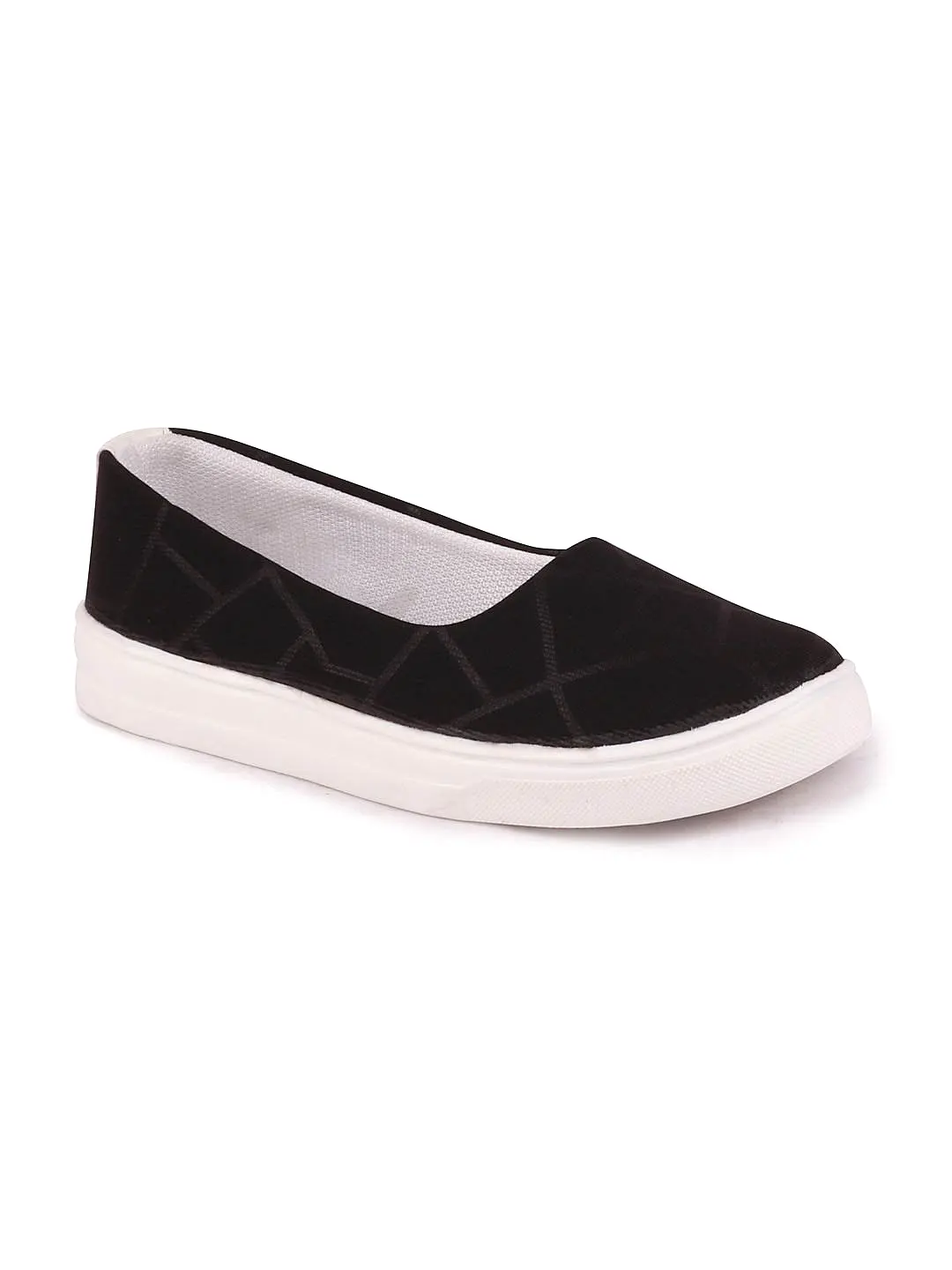 Women Black Casual Canvas Slip-On Ballerina