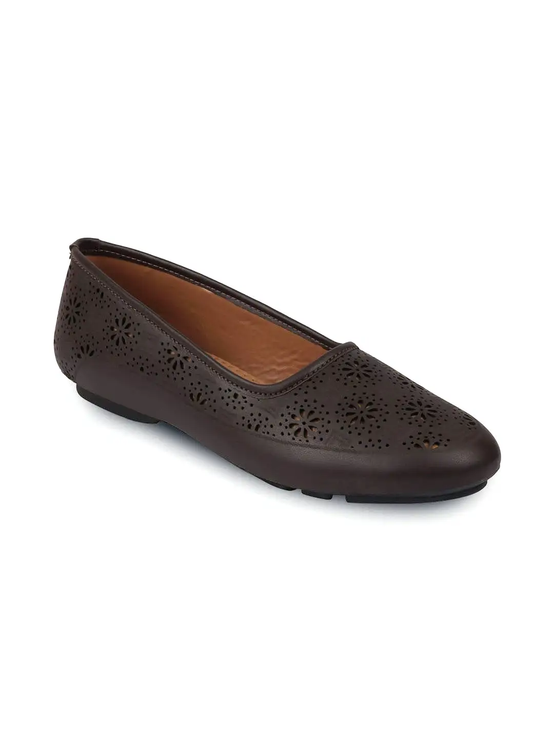 Women Brown Flat Slip On Ballerina