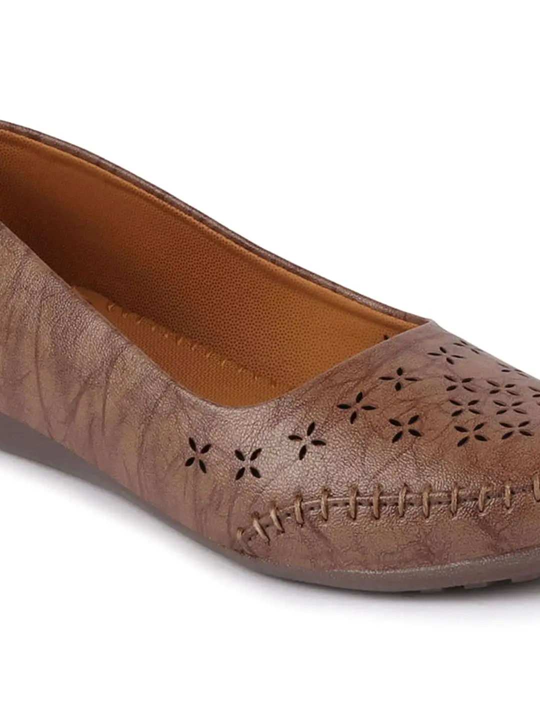 Women Brown Flat Slip On Ballerina