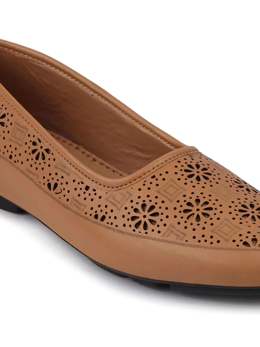 Women Camel Flat Slip On Ballerina