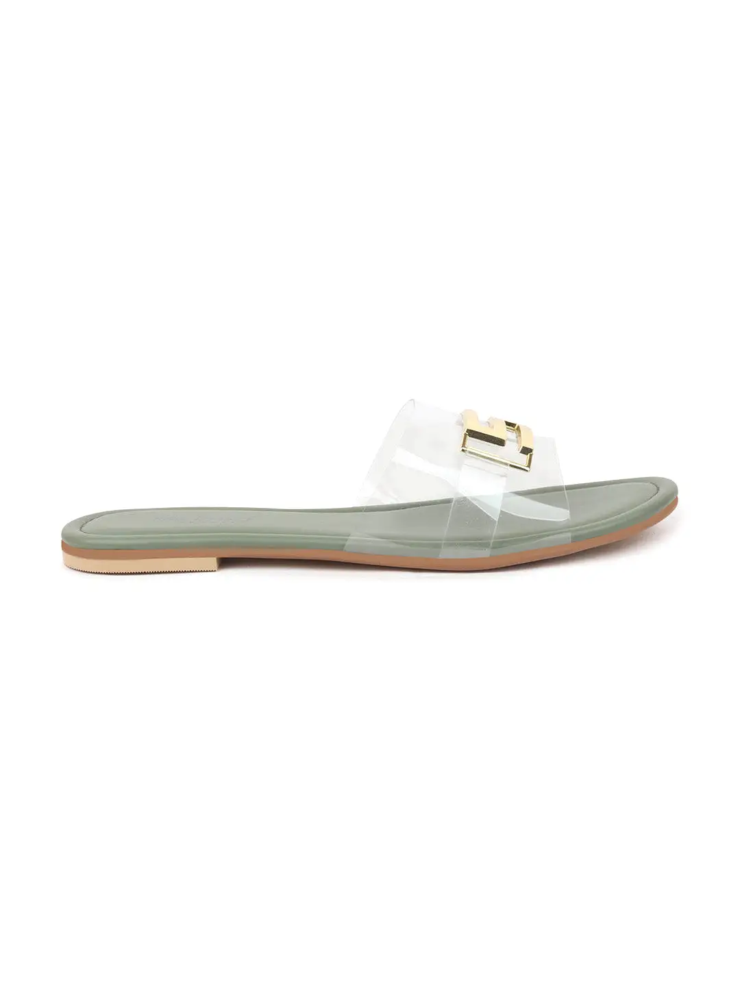 Women Green Slip-On Casual Mullti Strap Open Toe Outdoor Flats Slippers