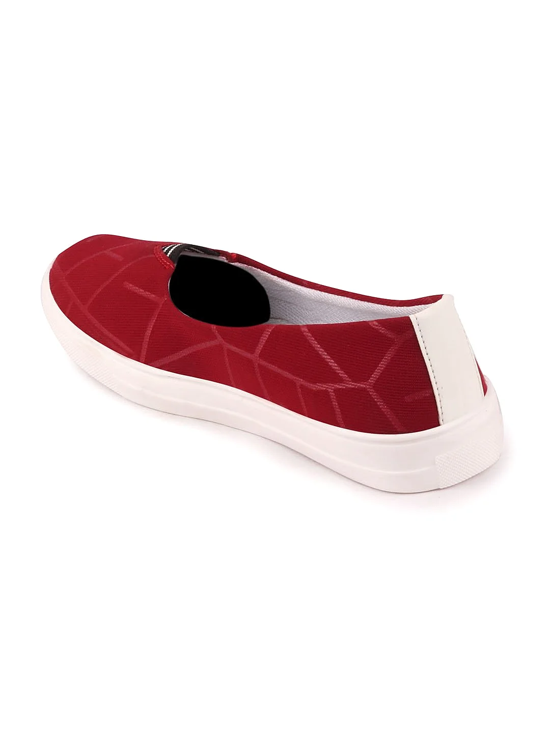 Women Maroon Casual Canvas Slip-On Ballerina