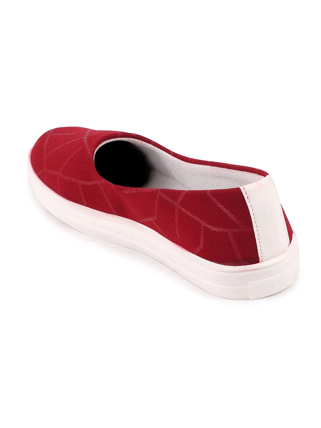 Women Maroon Casual Canvas Slip-On Ballerina