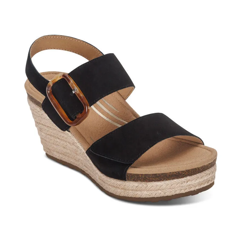 Women's Aetrex Ashley Arch Support Wedge Color: Black