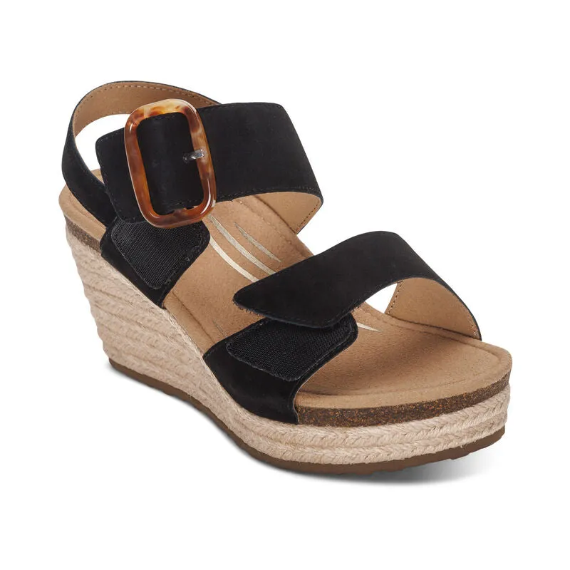 Women's Aetrex Ashley Arch Support Wedge Color: Black